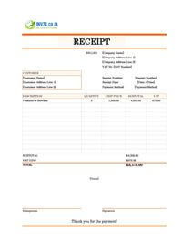 receipt format template south africa