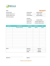 receipt template south africa