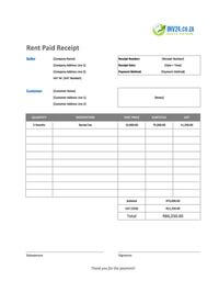 rent paid receipt template south africa