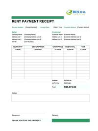rent payment receipt template south africa