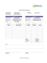 room rent receipt template south africa