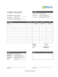 ticket receipt template south africa