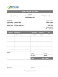 tow truck receipt template south africa