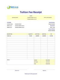 tuition fee receipt template south africa