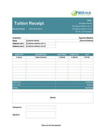 tuition receipt template south africa