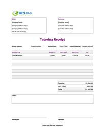 tutoring receipt template south africa