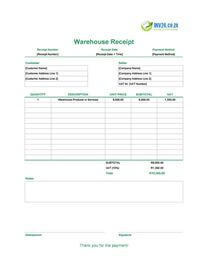 warehouse receipt template south africa