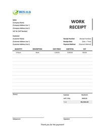 work receipt template south africa
