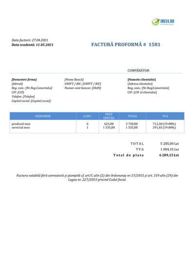 Emitere proformă facturi online gratuit (PDF)