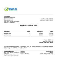 notă de credit model notă de credit model