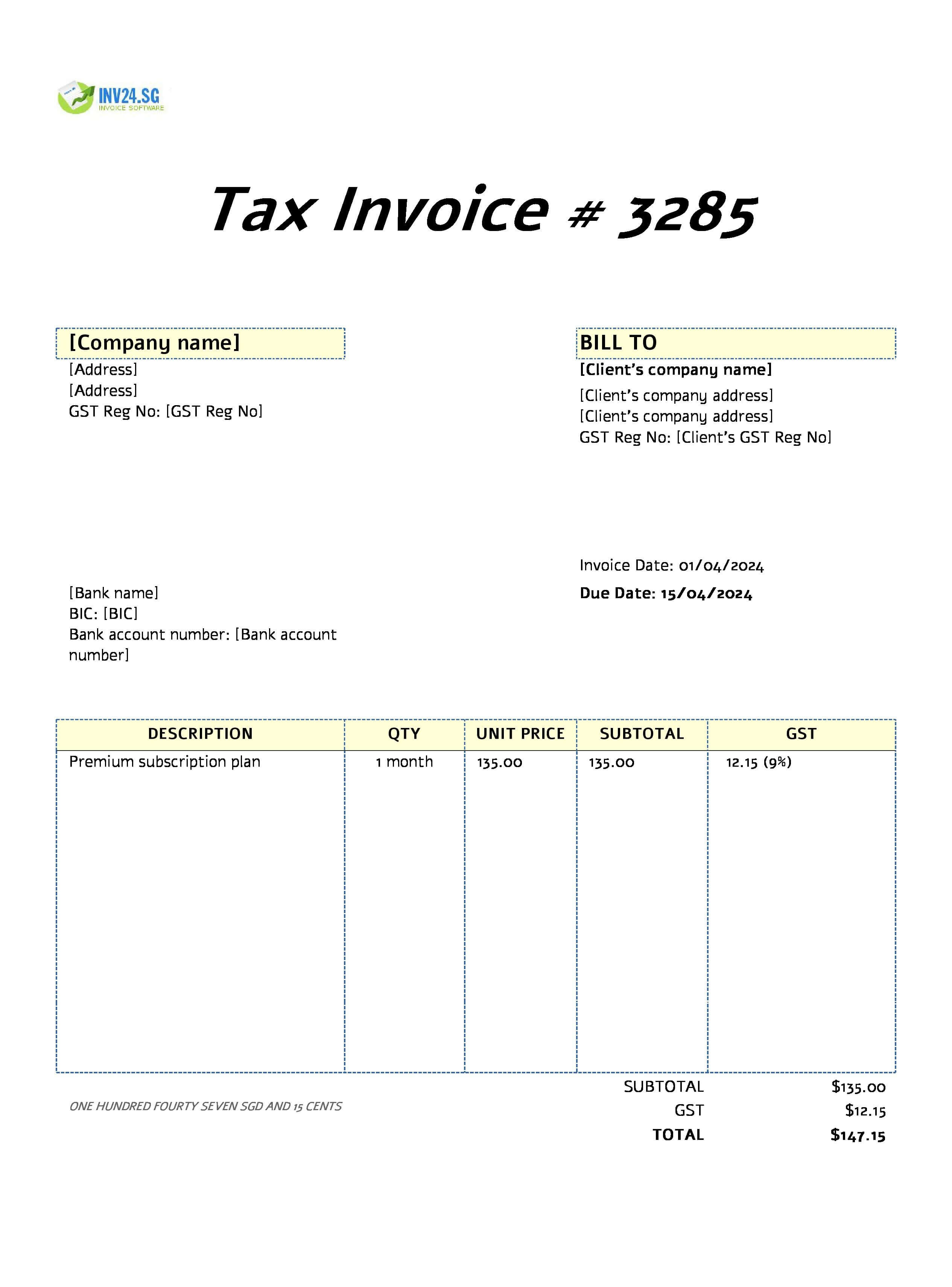 batch invoice example