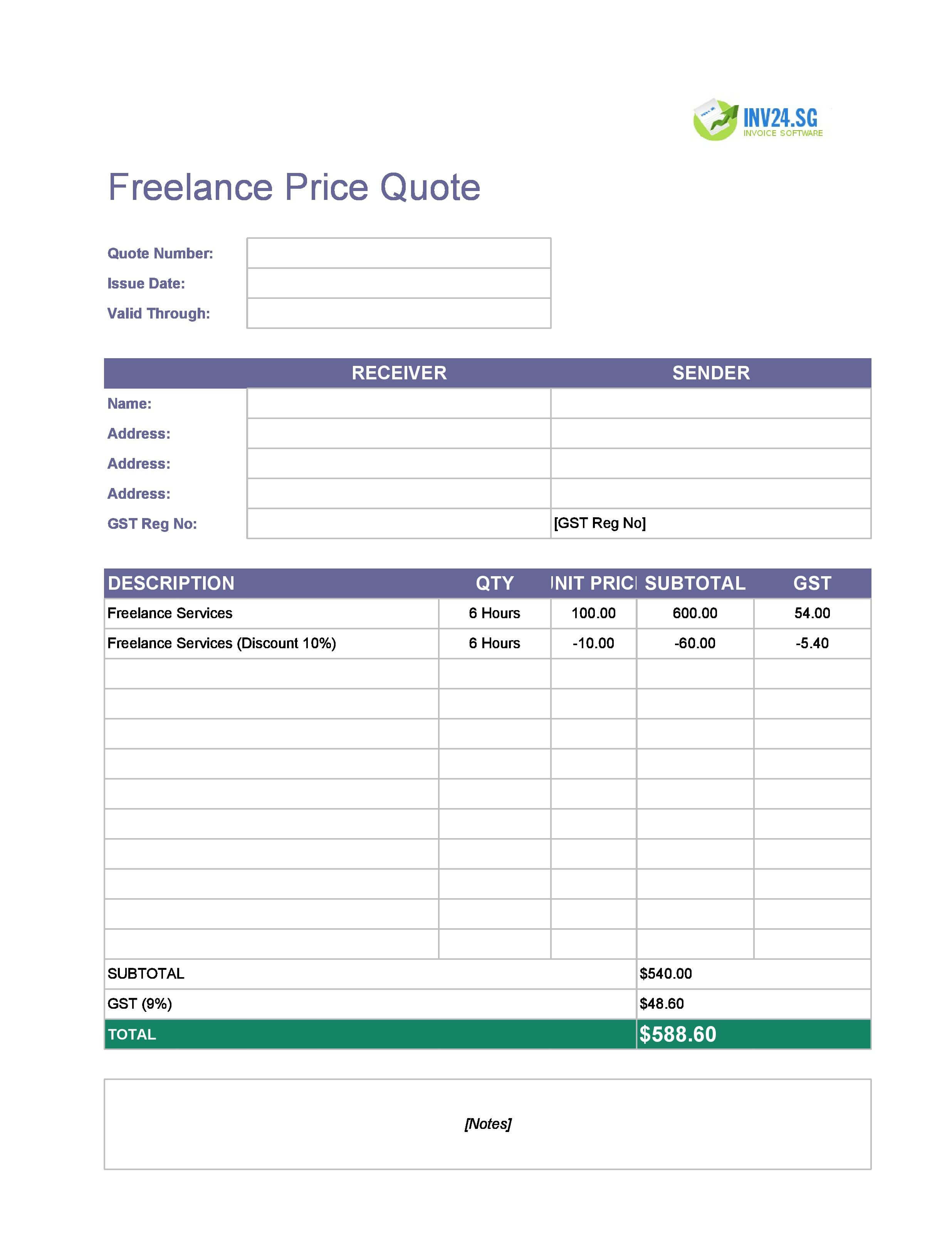 Freelance Quote Template for Singapore (Excel / Google Sheets) Freelance Quote Template for Singapore (Excel / Google Sheets)