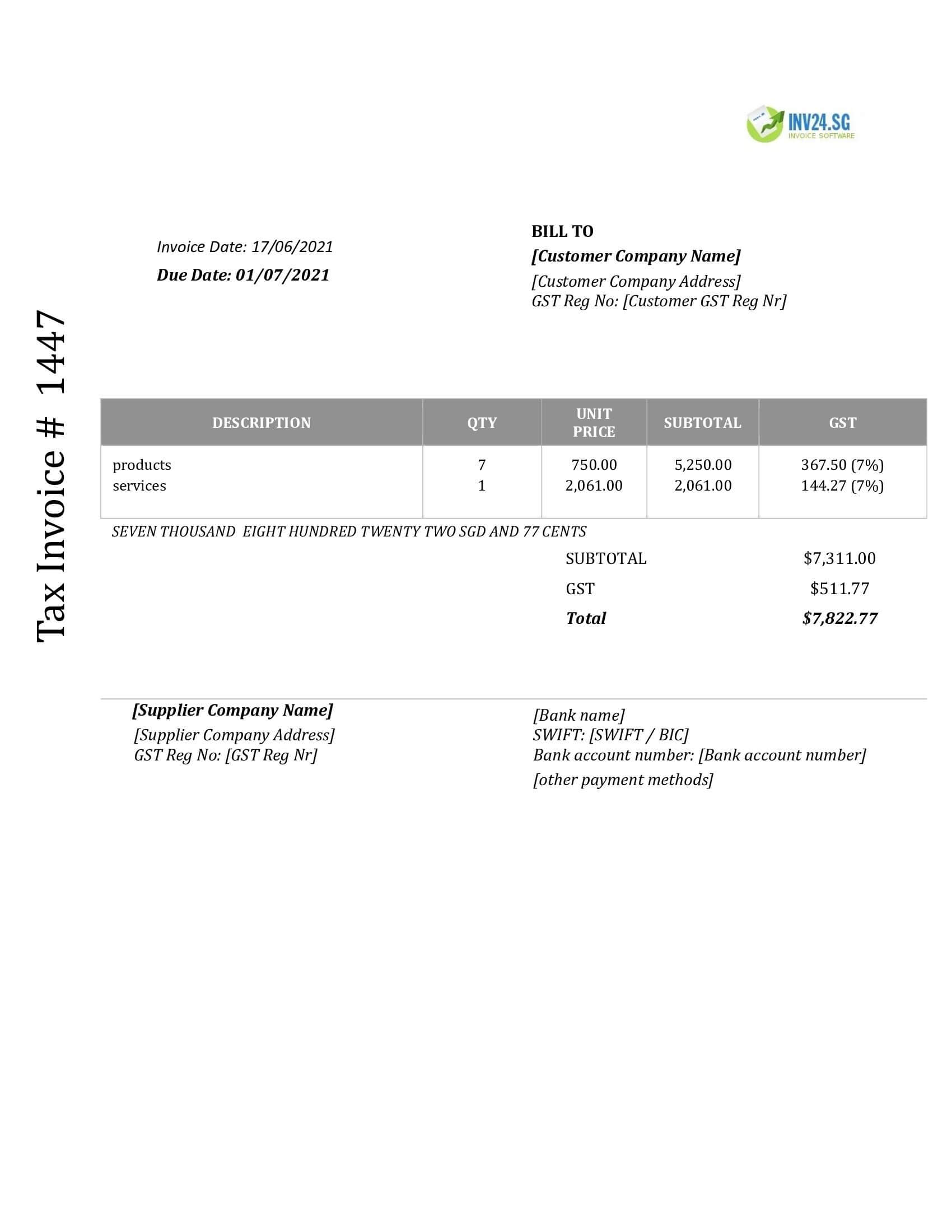 invoice design template singapore