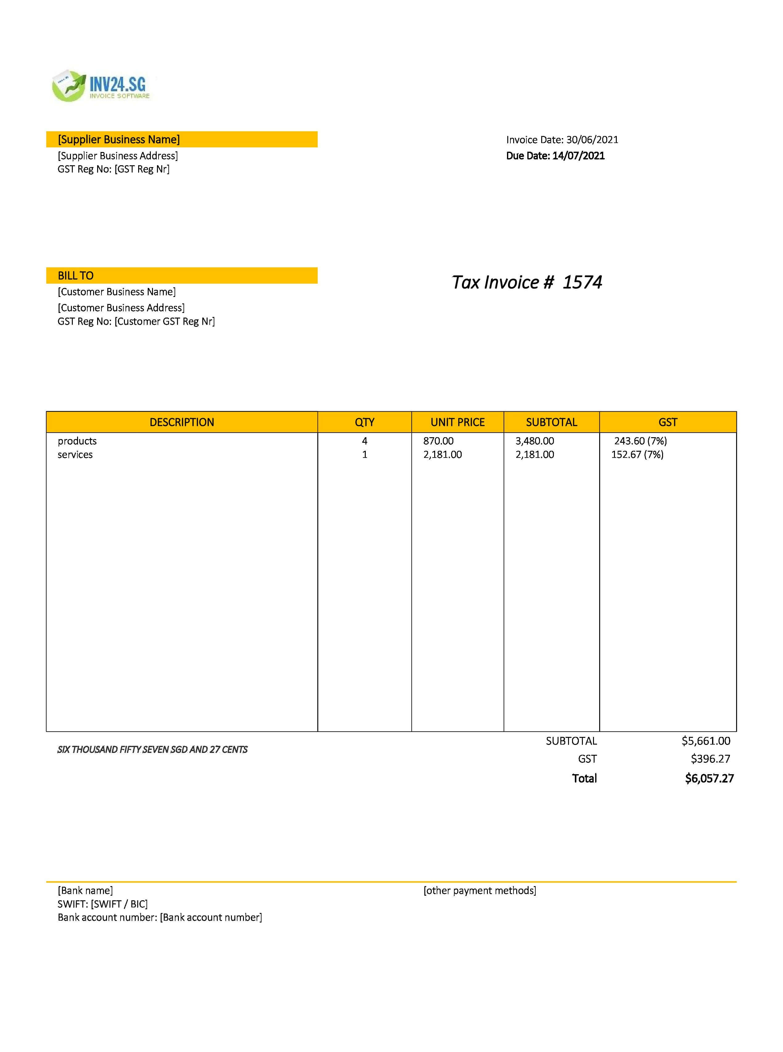 invoice model singapore