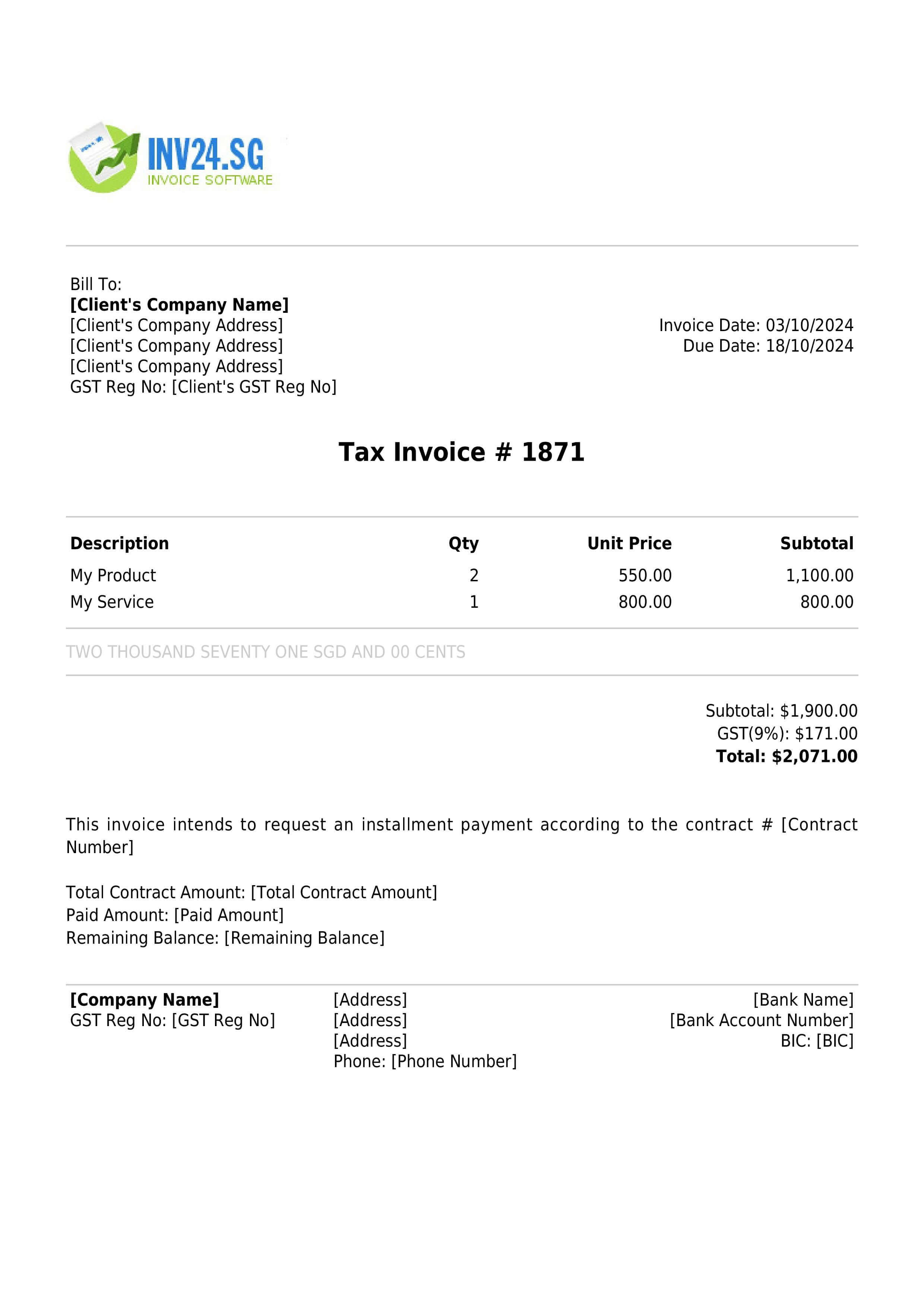 Balance payment invoice sample Balance payment invoice sample