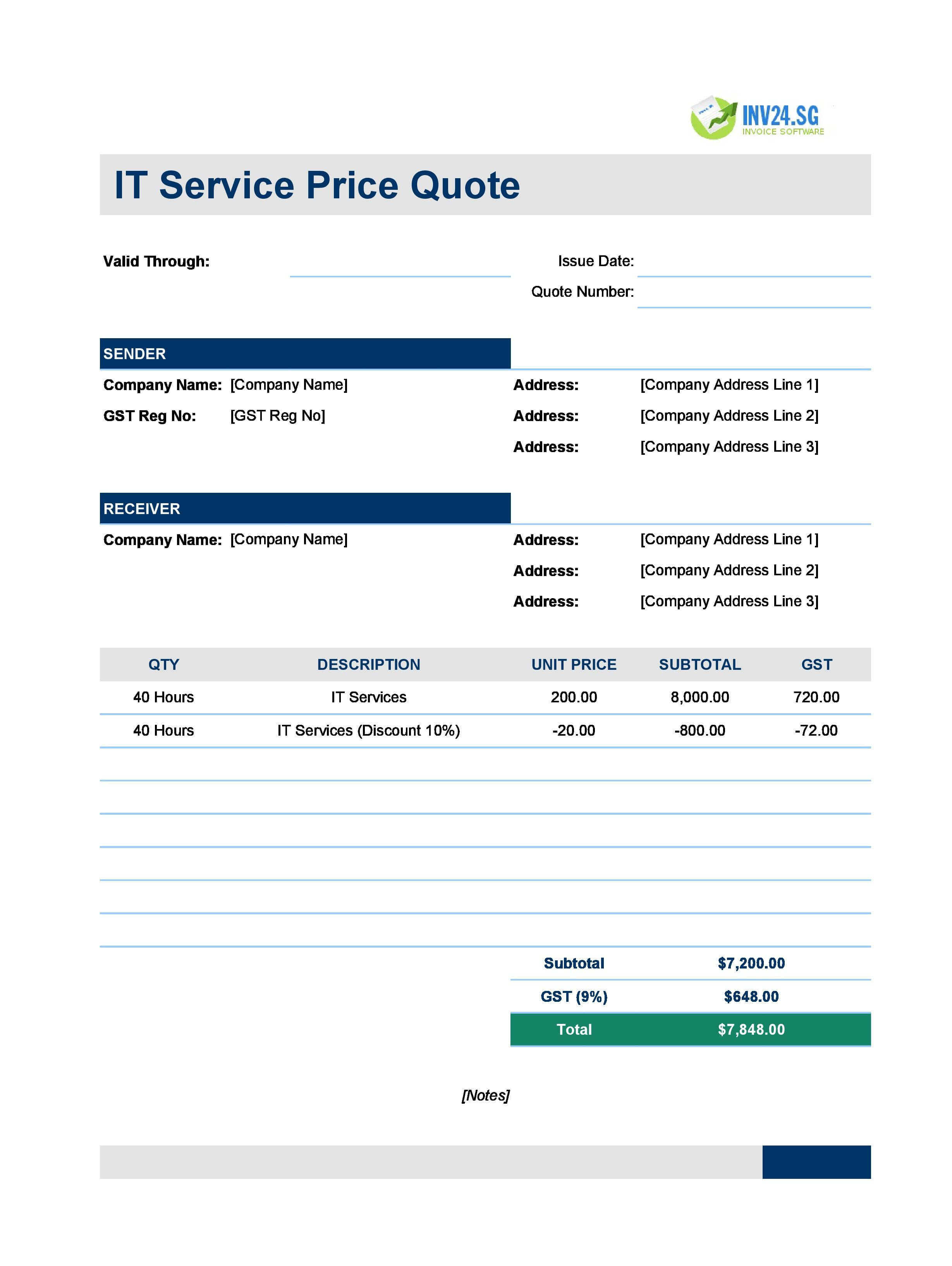 IT Quote Template for Singapore (Excel / Google Sheets) IT Quote Template for Singapore (Excel / Google Sheets)