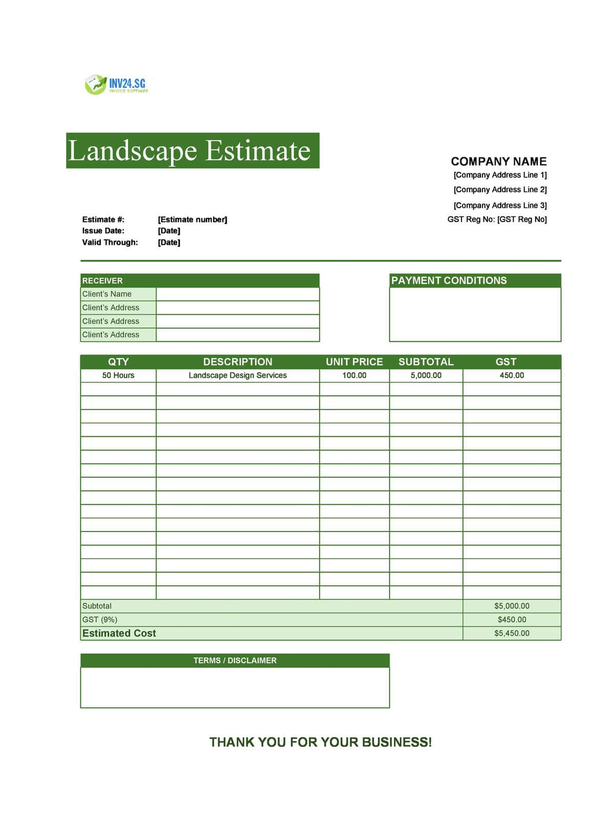 Landscape Estimate Template
