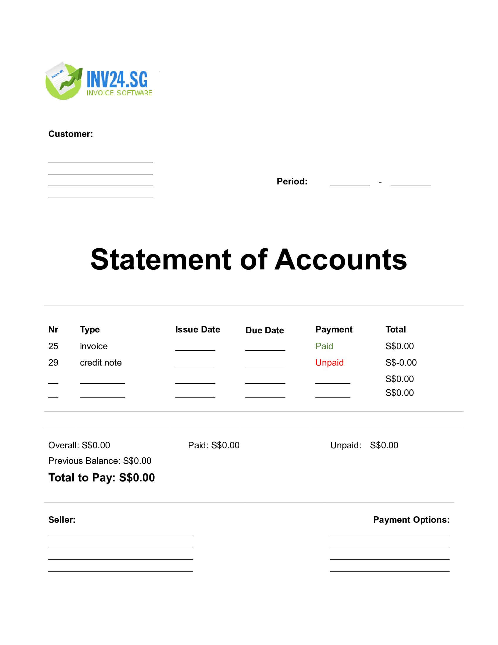 Statement of Accounts Template Doc Singapore (Word / Google Docs)