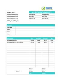 ac installation quote template singapore