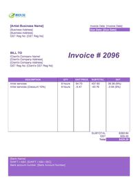 Artist invoice template singapore