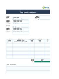auto repair shop quote template singapore