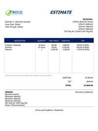 business estimate template singapore