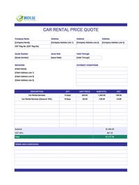 car rental quote template singapore