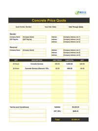 concrete quote template singapore