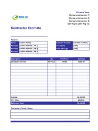 contractor estimate template singapore