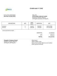 courier credit note template sample singapore