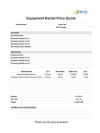 equipment rental quote template singapore