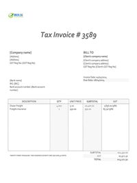 freight invoice template Singapore