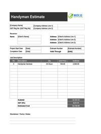 handyman estimate template singapore