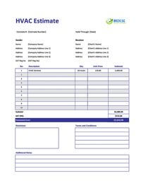 hvac estimate template singapore