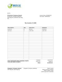 plumbing invoice sample singapore