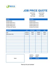 job quote template sheets singapore