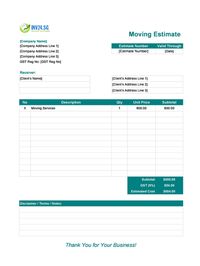 moving estimate template singapore