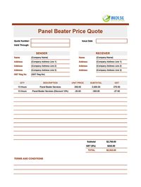 panel beater quote template singapore