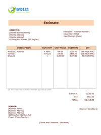 professional estimate template singapore