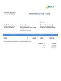 sales proforma invoice template singapore