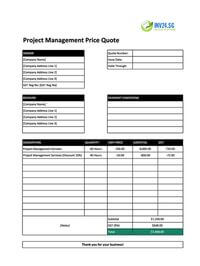 project management quote template singapore