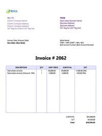 Real estate invoice template singapore