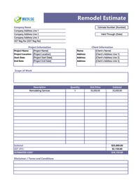 remodel estimate template singapore