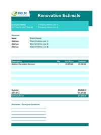 renovation estimate template singapore