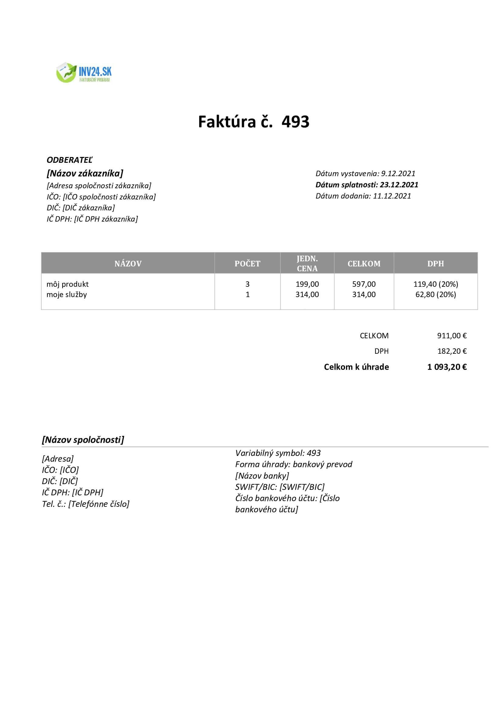 fakturacne udaje vzor fakturacne udaje vzor