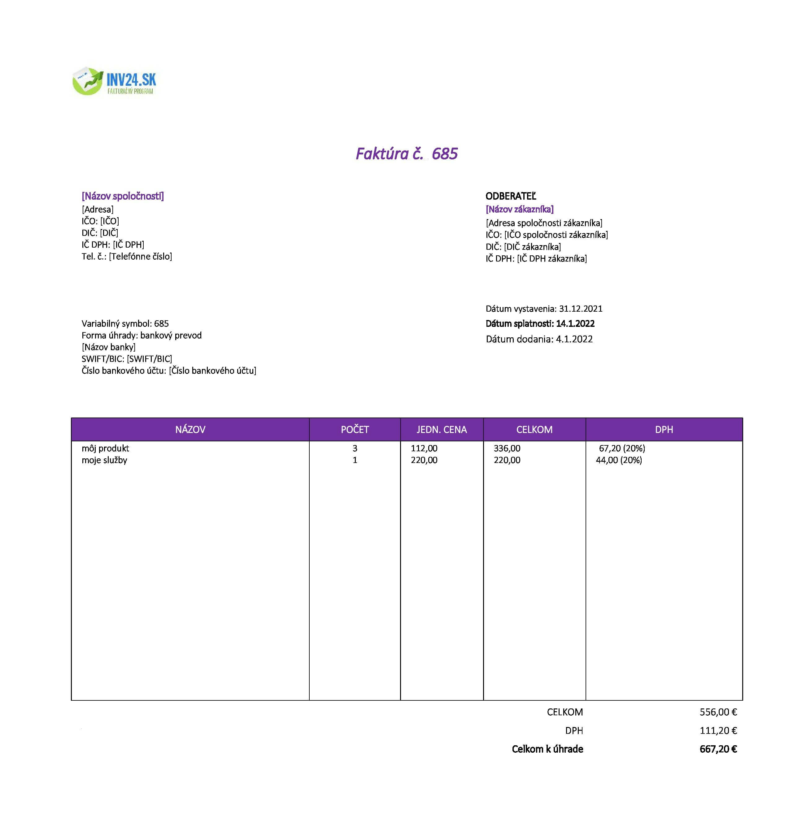 vypisovanie faktury vzor (Excel / Google Sheets) vypisovanie faktury vzor (Excel / Google Sheets)