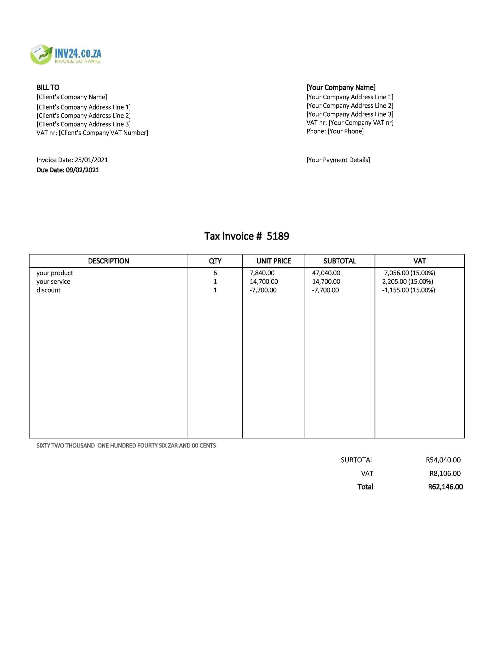 google sheets invoice template south africa excel