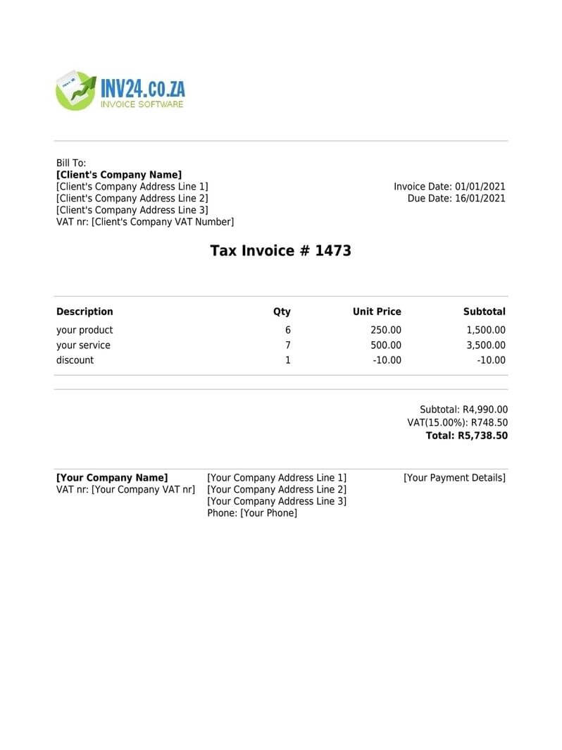 Free invoice maker for south africa pdf 