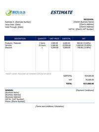 business estimate template south africa