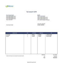 printable movers cash invoice template south africa